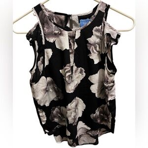 Simply Vera Vera Wang Black and White Floral Sleeveless Blouse